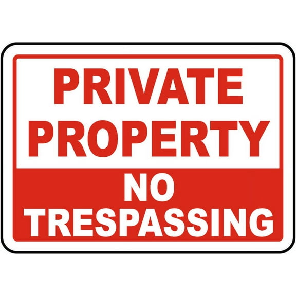 Vinyl Stickers - Private Property No Trespassing Sign 3 - Safety and Warning Warehouse Signs Stickers - 3.5" x 5" - 3 Pack