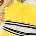thumbnail image 5 of Huowey Kids Girls Two Piece Swimsuit Spaghetti Strap Square Collar Cute Solid Color High Waist Striped Bikini Swimwear Beach Pool Party Summer Bathing Suits Stylish Beachwear,Yellow,14-15 Years, 5 of 6
