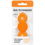 Real Techniques Mini Miracle Powder Puff Trio, for Setting & Baking, Mini Makeup Puff, 3 Count