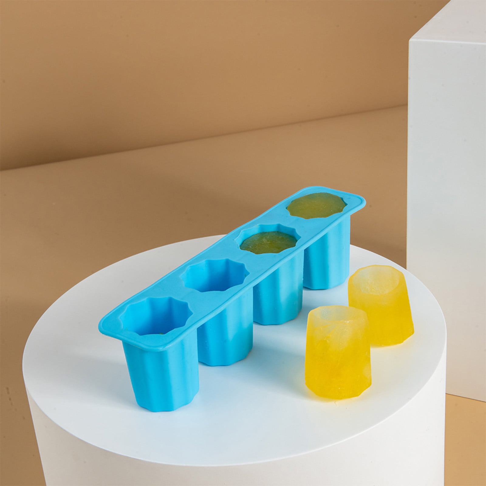 Meccion Silicone Ice Glass Mold 6 oz (180ml) Food Grade Ice Cup Shape Freeze Tray Maker - 2 Packs Big Ice Mug