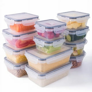 mDesign Plastic Deep Kitchen Storage Bin Box, Lid/Handles, 4 Pack, Clear/White  