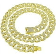thumbnail image 5 of Charles Raymond Blinged Out Pave Hip Hop Jewelry - New Thick Iced out Cuban Necklace Combined w/ Diamond Pendant & Tennis Necklace - Ice 2021 (#23 20" Tennis-24" Cuban, Gld), 5 of 7