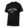 thumbnail image 5 of Men's Cotton Letter & American Flag Graphic Tee, Casual Crew Neck Short Sleeve, Soft Breathable, For Street Style Independence Day Gift,Black T-Shirt, 5 of 7
