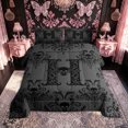 thumbnail image 2 of meiyoeat Gothic Skull Letter Queen Comforter Set for Boys Girls, Boho Damask Flower Comforter Sets Queen, Black Reversible, 3pcs, 1 Comforter and 2 Pillowcases, 2 of 6