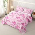 thumbnail image 3 of Erosebridal Line Pink Bow Quilt King,Sketch Coquette Bowknot King Coverlet Set For Girls,3-Piece, 3 of 7