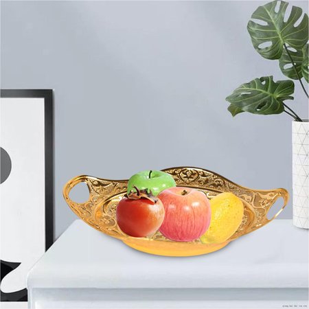 

Gold Fruit Plate Storage Dishes Cupcake Sweets Snack Serving Tray Bowl For Home