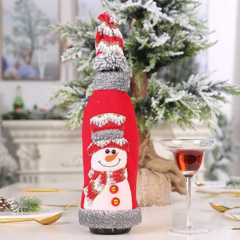 Cute Wine Bottle Cover Christmas Wine Bottle Dress Cover Bags Perfect Gift for Xmas Party Home Table Decoration Style 3 