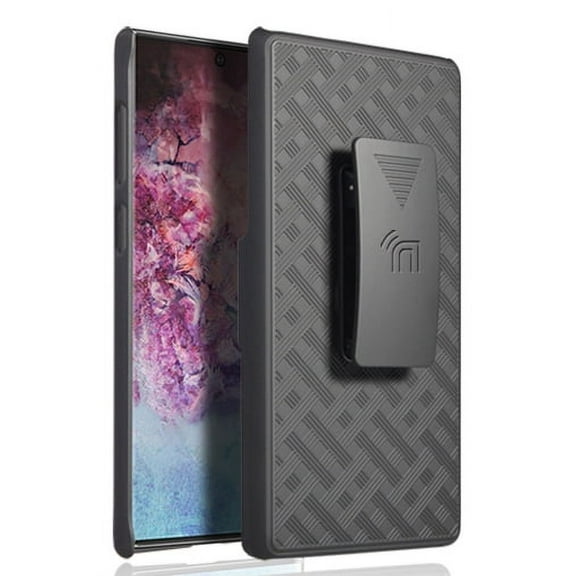 Case with Clip for Galaxy Note 10, Nakedcellphone [Black Tread] Kickstand Cover with [Rotating/Ratchet] Belt Hip Holster Holder Combo for Samsung Galaxy Note 10 Phone (SM-N970, SM-N971)