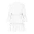 thumbnail image 5 of Swimsuit Cover Ups for Women 3/4 Sleeve Beach Dress Boho Style Lace Hollow Out Loose Flowy Sundresses, 5 of 5