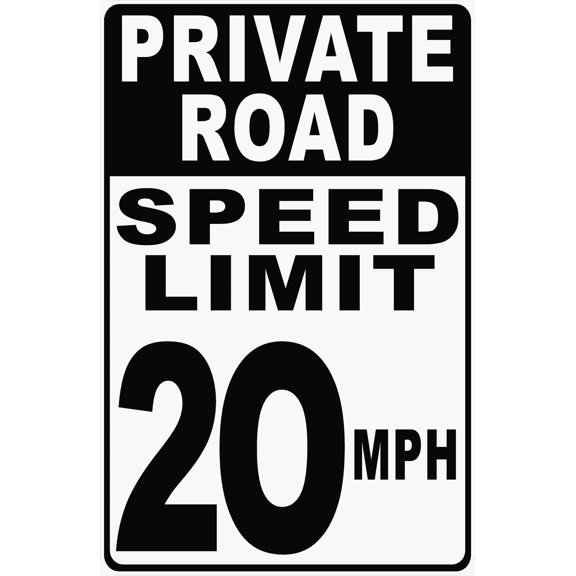 Private Road Speed Limit 20 MPH Sign