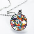thumbnail image 2 of Peace symbol Glass Design Circular Pendant Necklace - Stylish Jewelry for Women, 2 of 5