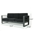 thumbnail image 3 of Gannon Outdoor 3 Piece Aluminum Sofa Set with Cushions, Grey, 3 of 9