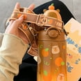thumbnail image 5 of 600ml Girls Capybara Bottle Cute Thermal Water Bottle with Shoulder Strap Portable Capybara Drinking Bottle with Straw, 5 of 7
