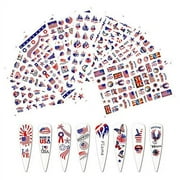 8 Sheets 4th of July American Flag Nail Art Stickers, 3D Self Adhesive Heart Butterfly Star Flame USA Flag Patriotic Nail Decals For Acrylic Nail Supplies, DIY Independence Day Nail Decoration Kit