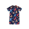 thumbnail image 2 of Kid Boy Swimming Romper, Short Sleeve Stand Neck Zipper Cartoon Dinosaur Print Shorts Summer Beach Swimsuit, 2 of 10
