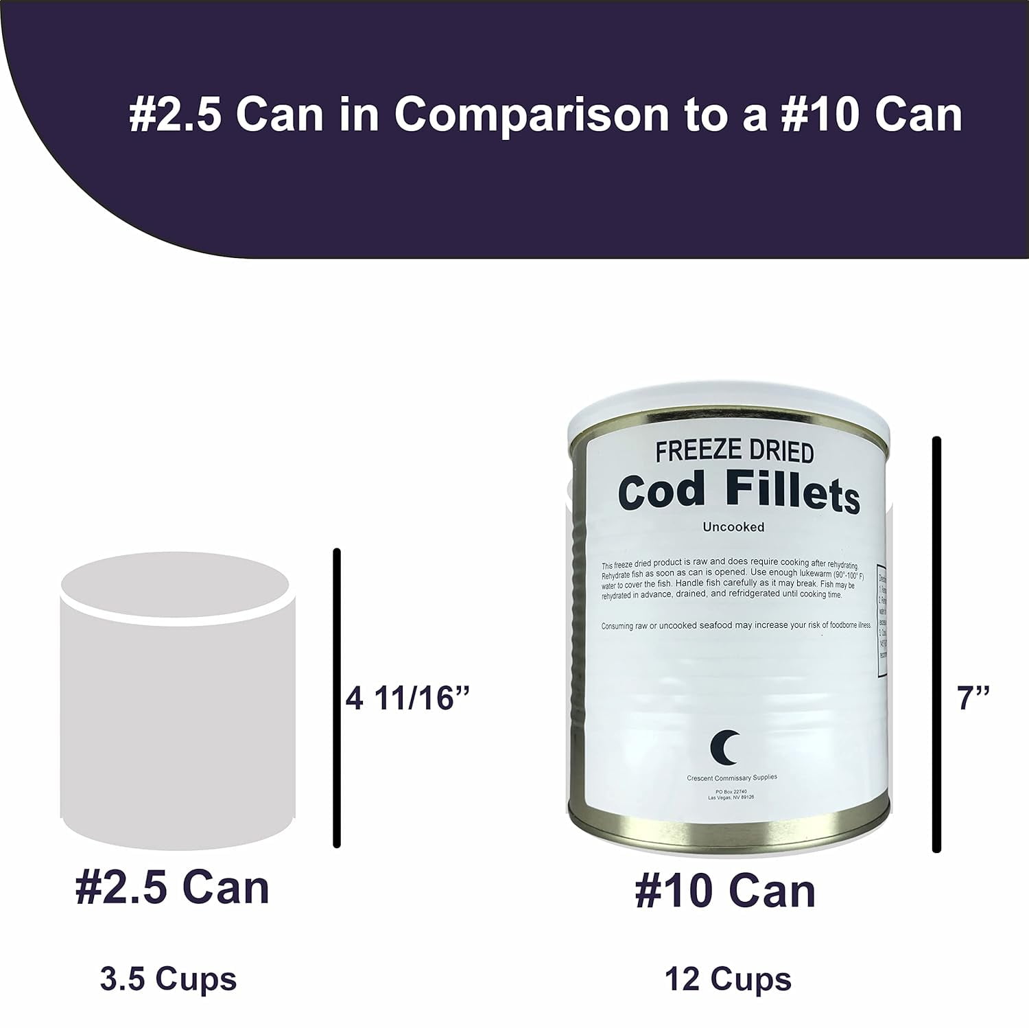 Military Surplus Freeze Dried Cod Fillets 9 oz (#10 Can) – 25+ Year Shelf Life Emergency Food, No Preservatives, Survival & Camping Protein Supply, Prepper Food Storage
