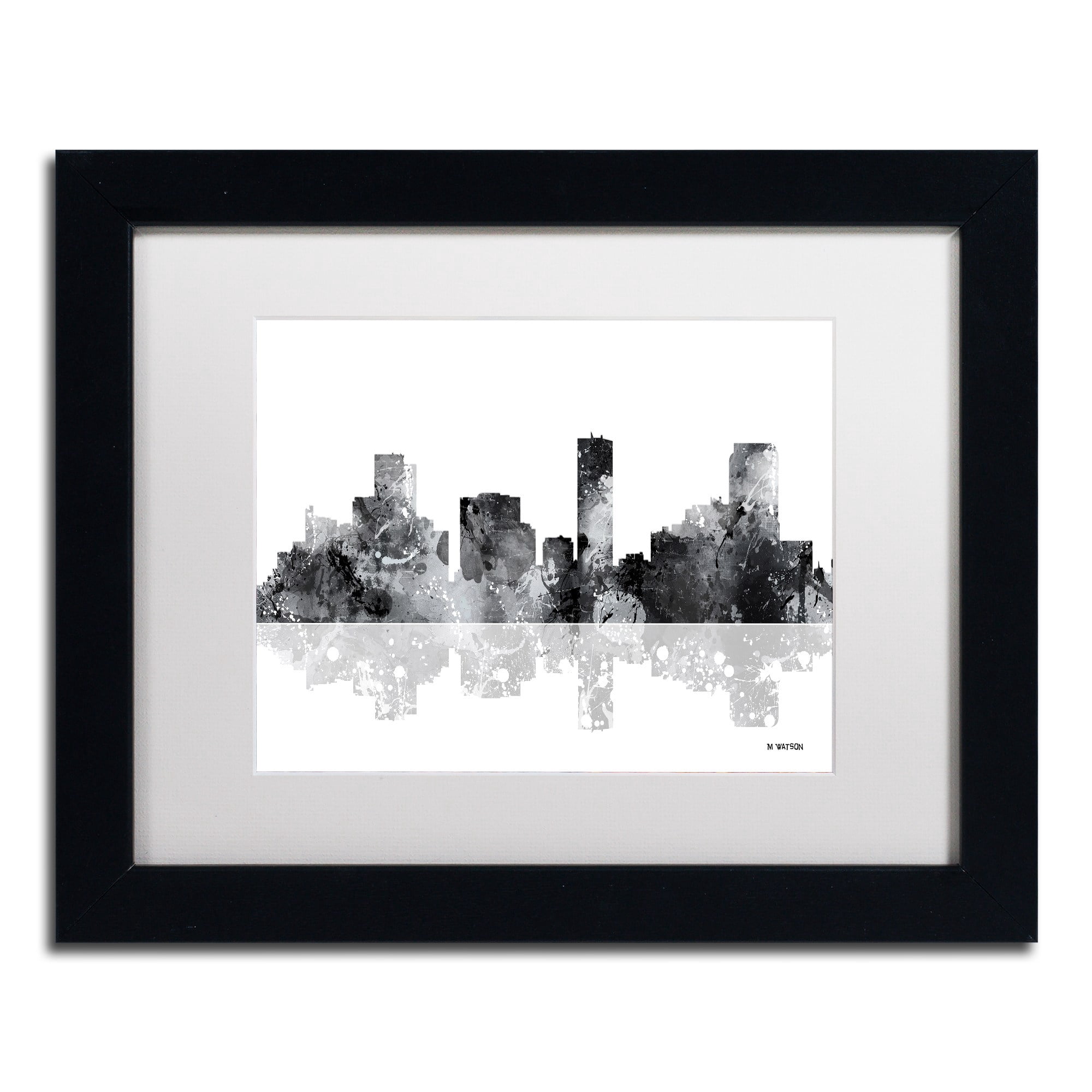 Trademark Fine Art "Denver Colorado Skyline BG-1" Canvas Art by Marlene Watson, White Matte, Black Frame
