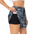thumbnail image 3 of Lsque Snowflake Vintage Pattern Printed Women's Running Shorts with Liner Pockets,Elastic Quick Dry Workout Athletic Gym Yoga Shorts,Womens High Waist Shorts-, 3 of 9