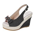 thumbnail image 6 of Womens Casual Wedge Sandals Platform Shoes Classic Retro Sandals Bohemian Wedge Heels Black Size 7, 6 of 6