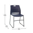 thumbnail image 5 of Flash Furniture HERCULES Series Set of 5 Commercial 660 lb. Capacity Navy Plastic Stack Chairs with Black Powder Coated Sled Base Frames and Carrying HandleNative AmericanNative, 5 of 9
