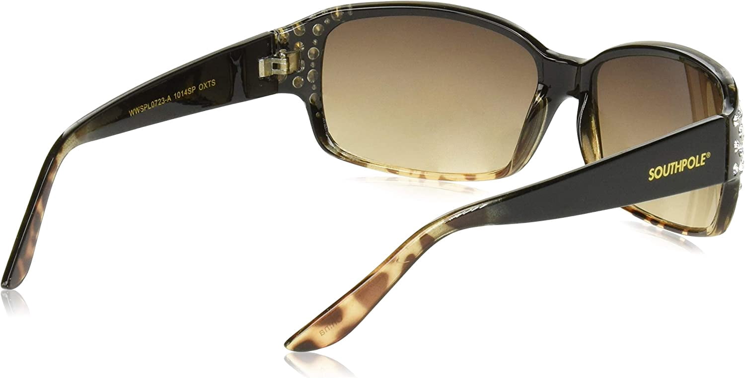 SOUTHPOLE Women's 1014SP Glitzy UV400 Protective Rectangular Sunglasses, Cool Gifts for Her, 60 mm
