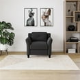 thumbnail image 2 of Bowery Hill Transitional Microfiber Chair with Curved Arm in Black, 2 of 5