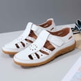 thumbnail image 6 of EliteGoogv Womens Flat Sandals Closed Toe Adjustable Strap Summer Shoes For Women Casual Outdoor Walking Footwear White US:7.5, 6 of 9