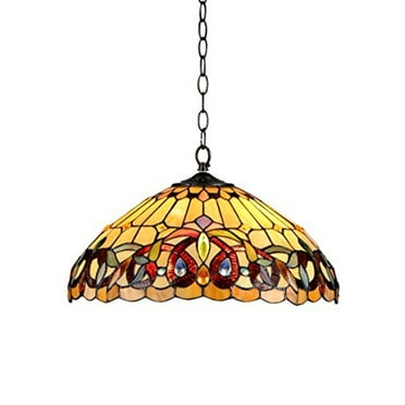 CHLOE Serenity Tiffany 2 Light Victorian Ceiling Pendant Fixture 18" Shade