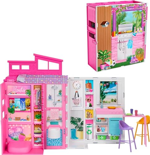 Barbie Doll House Playset Getaway House with 11 Accessories Including 2 Chairs 4 Play Areas 360 degree Play