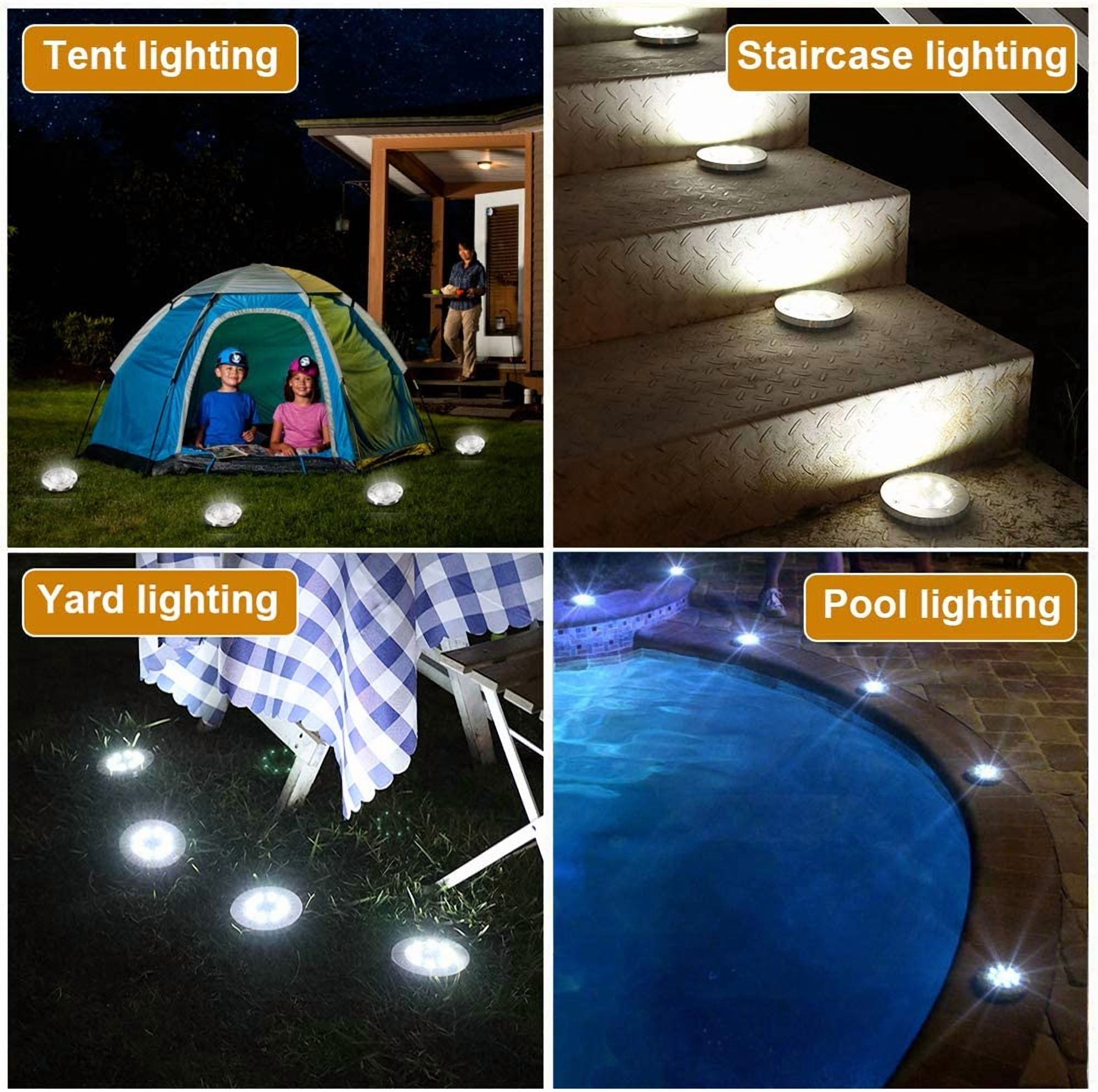 GRNSHTS Solar Ground Lights,8 LED Disk Lights Upgraded Outdoor Garden Lights Landscape Lights for Lawn Pathway Yard Deck Patio Walkway (1pc White)