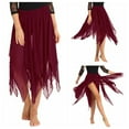 thumbnail image 4 of Raenseen Women Girls Belly Dance Chiffon Skirts Side Split Handkerchief Hem Dress Wine Red One_Size, 4 of 8