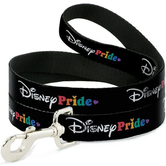 Disney Pet Leash, Dog Leash, Disney Pride Signature Logo Black White Rainbow, 4 Feet Long 0.5 Inch Wide