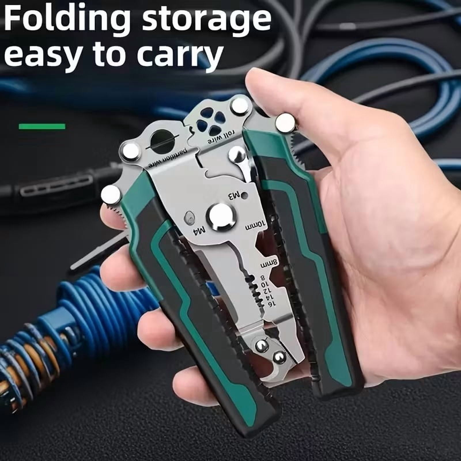 1pc, 18-in-1 Electrician Multitool: Foldable Wire Stripper with Hook Knife, Quick Stripping and Cutting, Screwdriver and Wrench, Suitable for DIY, Home, and Construction Projects