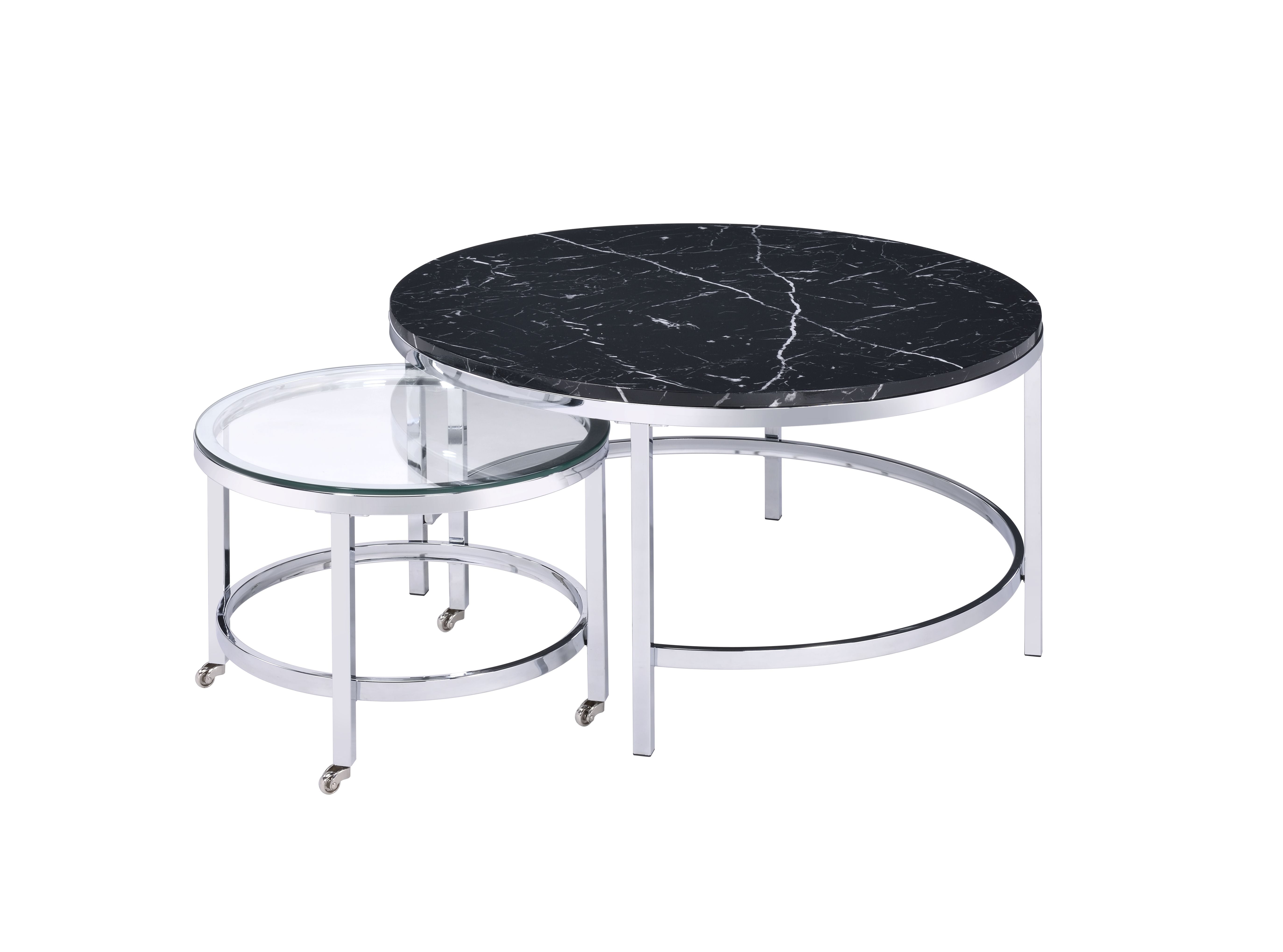Acme Furniture Virlana Modern Round, Small Round Glass Side Tables