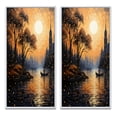 thumbnail image 2 of Designart "Golden Hour Glow Yellow Canal Serenity II" Canals Framed Wall Art Set Of 2 - Yellow Architecture Framed Wall Art Set Of 2, 2 of 7