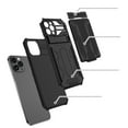 thumbnail image 2 of for iPhone 12 Pro Sliding Card Slot Back Case with Hidden Kickstand, Hybrid TPU + PC Fall Prevention Shock Absorption Anti-drop Protective Phone Case Cover for iPhone 12 Pro, Black, 2 of 9