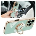 thumbnail image 3 of Design for iPhone 16 Pro Max Case, Soft TPU Edge Plating 360 Degree Rotation Ring Holder Kickstand Protective Anti-Scratch Cover Magnetic Work with Car for iPhone 16 Pro Max, Mint, 3 of 5