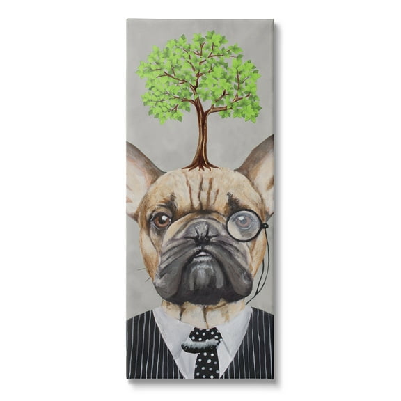 Stupell Industries Dog Wearing Suit Botanical Tree Animals & Insects Painting Gallery Wrapped Canvas Print Wall Art