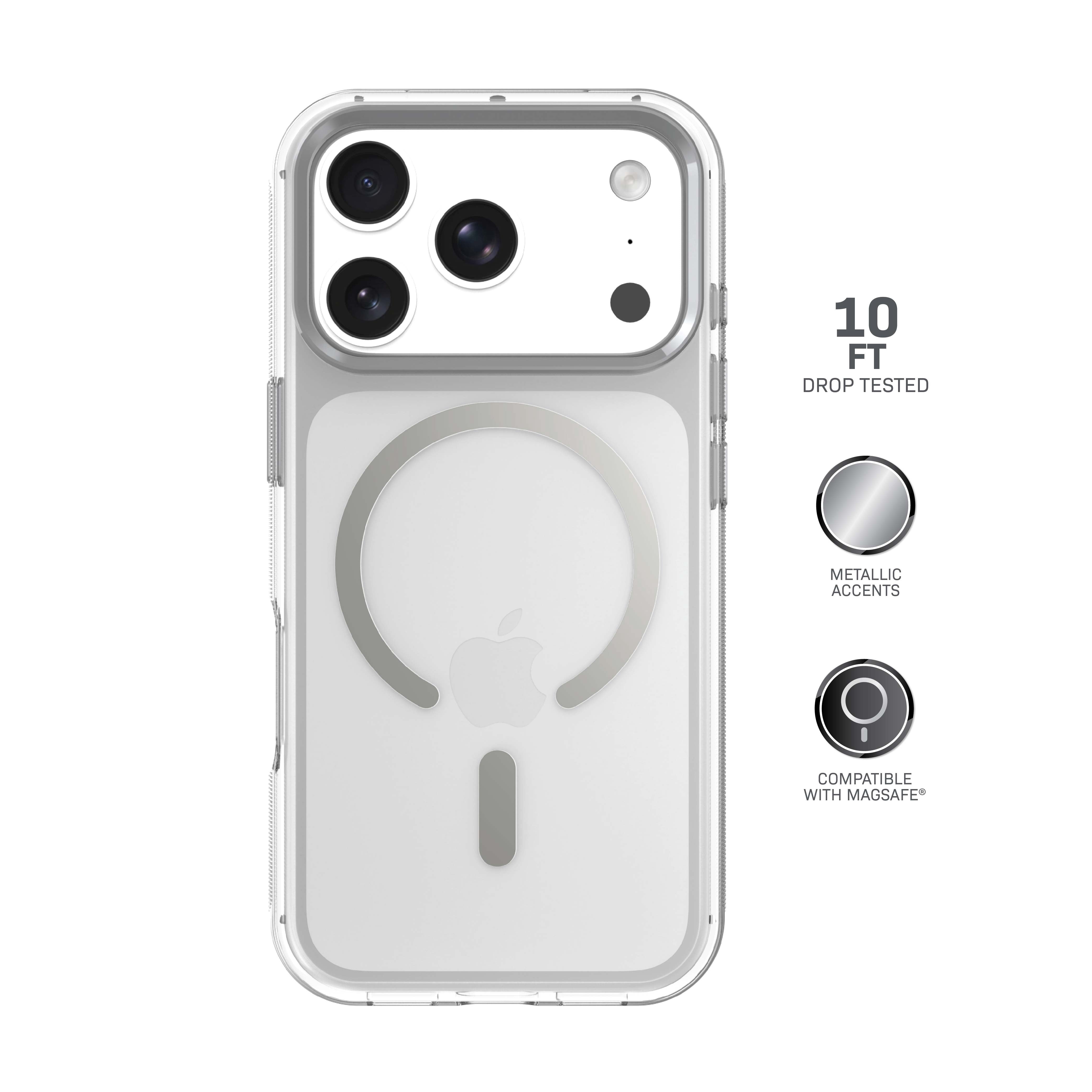 Body Glove Reflector Phone Case for iPhone 18 Pro Max / 17 Pro Max, MagSafe Compatible - Clear/Silver