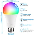 thumbnail image 5 of TORCHSTAR 6 Pack A21 Smart LED Light Bulbs, WiFi & Bluetooth, 75W Equiv, E26 Base, Works with Alexa Echo Google Home Assistant Siri for Indoors, 2000K-5000K RGBCW Full Color Changing Smart Bulb, 5 of 7