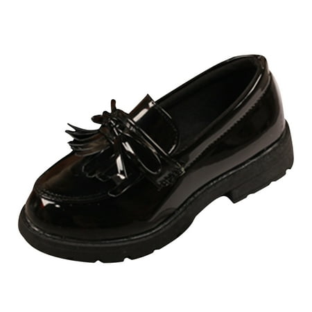 

ZMHEGW Girls Slip On Leather Loafer Tassel Bow Flats School Dress Shoes for Girls for 1-6Y