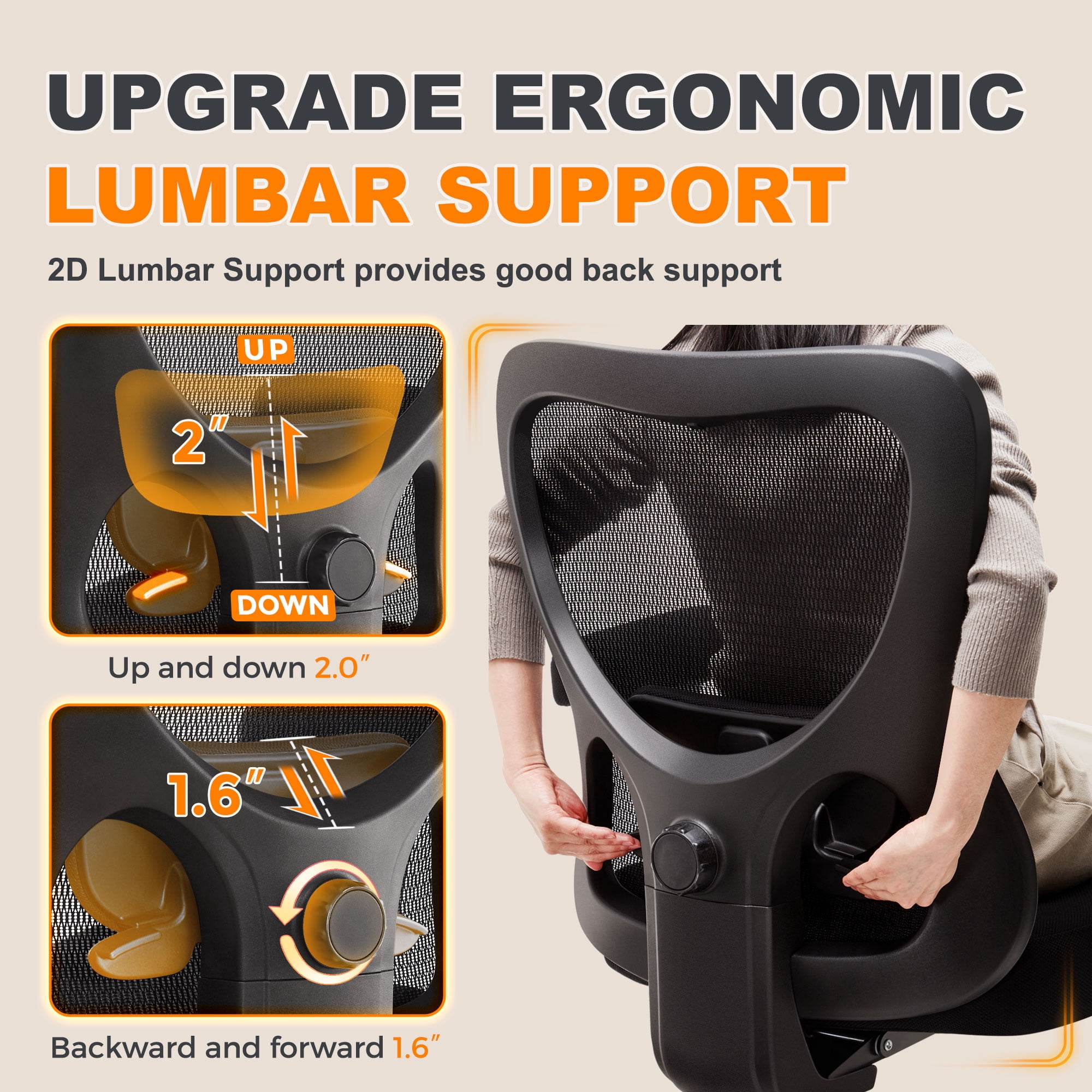 Ergonomic Big and Tall Office Chair 500lbs, Heavy Duty Executive Mesh Desk Chair with Lumbar Support & Flip-Up Arms, Wide Seat Computer Chair
