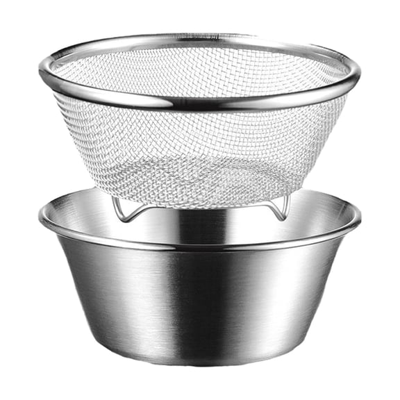 304 Stainless Steel Drain Rack Mini Strainer Set with Mixing Bowl for Efficient Washing and Draining of Fruits Vegetables Rice and Berries
