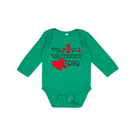 

Inktastic My First Valentines Day Red Hearts Gift Baby Boy or Baby Girl Long Sleeve Bodysuit