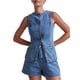 thumbnail image 3 of Conjunto de 2 Piezas de Mezclilla para Mujer, Informal, de Negocios, Sin Mangas, Blazer, Chaleco, Top y Pantalones Cortos, Conjunto de Chándal Azul L, 3 of 10