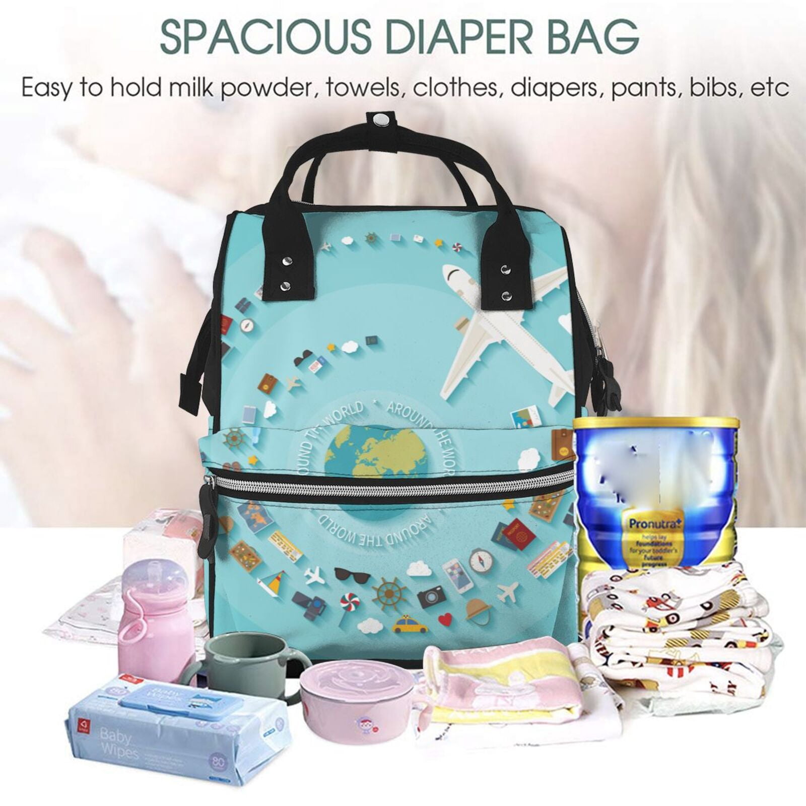 Defioc Travelling on Airplane for Baby Diaper Bag Backpack - Baby Bag for Boys & Girls - Diaper Backpack - Large Travel Diaper Bags- Baby Registry Search & Shower Gifts