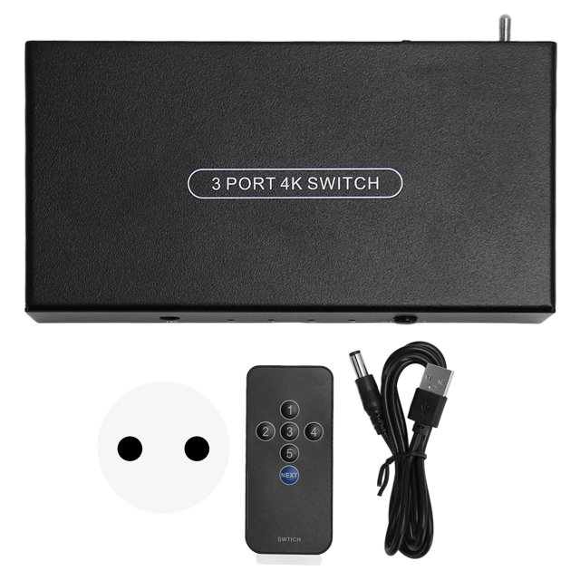 Conmutador de interfaz Multimedia HD 2,0, salida 3 en 1, conmutador de vídeo 4K 60Hz con Control remoto para consola de juegos, PC, enchufe de 110-240V UE