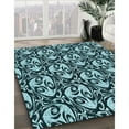 thumbnail image 3 of Ahgly Company Tapis Rond Lavable en Machine Intérieur Transitionnel Vert Sarcelle Profond, 5 Pieds Rond, 3 of 7