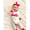 thumbnail image 4 of Barbie Baby Girls Rompers 2 Pack Letter Embroidered Long Sleeves Jumpsuits Outfits Sizes 0-24 Months, 4 of 10