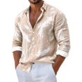 thumbnail image 2 of Kalauyu Mens Printed Long Sleeve Shirt Casual Button Down Tie Dye Style Top Tshirt for Vacation, 2 of 4
